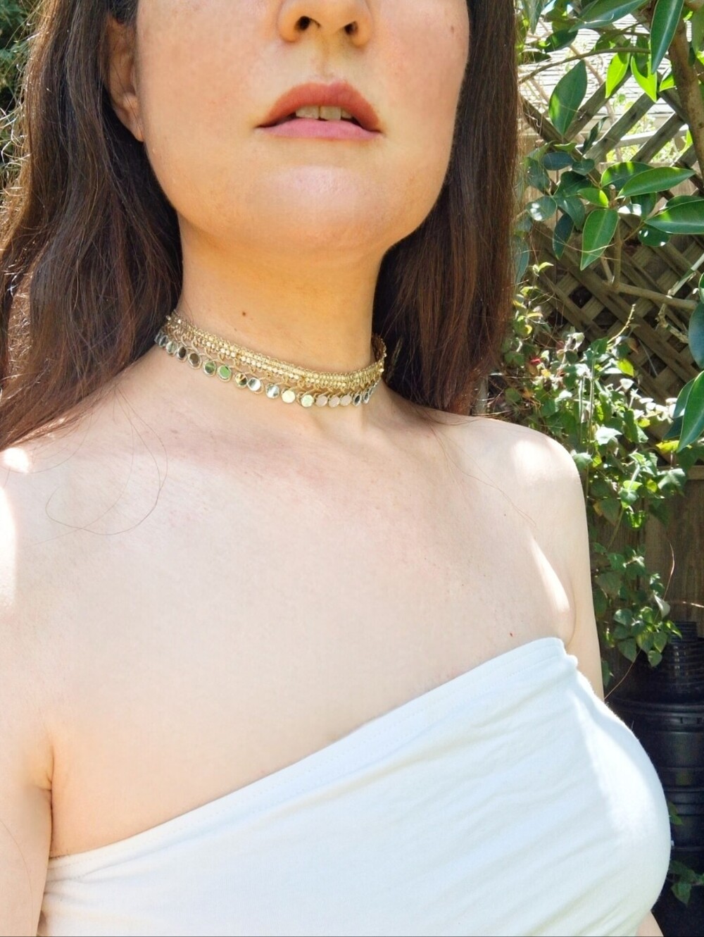 Handmade Gold Silver Boho Mirror Sequin Layered Choker Necklace Festival Party - Picture 3 of 8